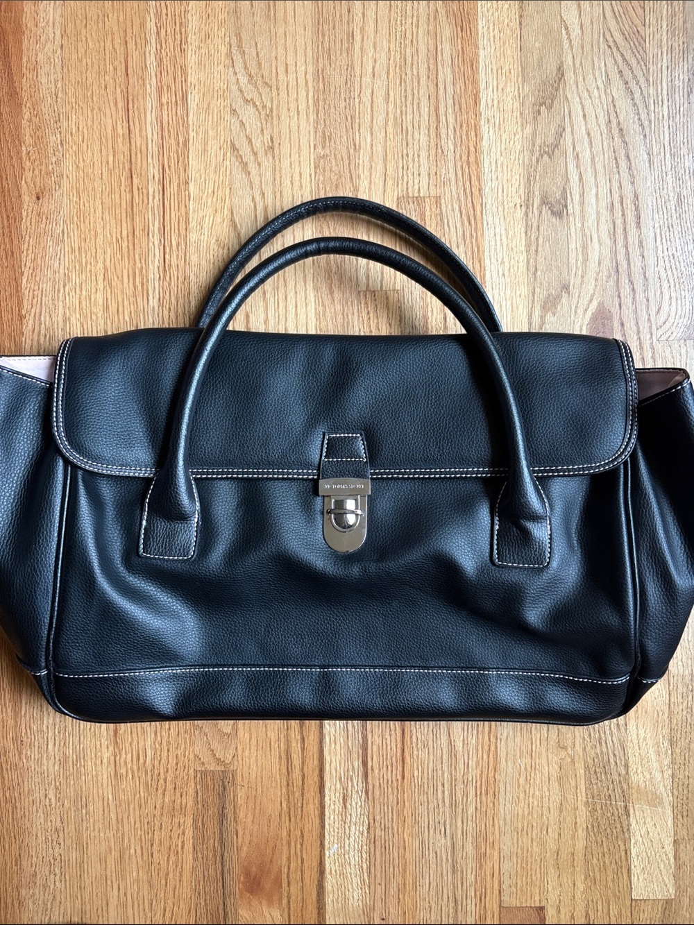 Victoria’s Secret faux leather black weekender tote Classic Black